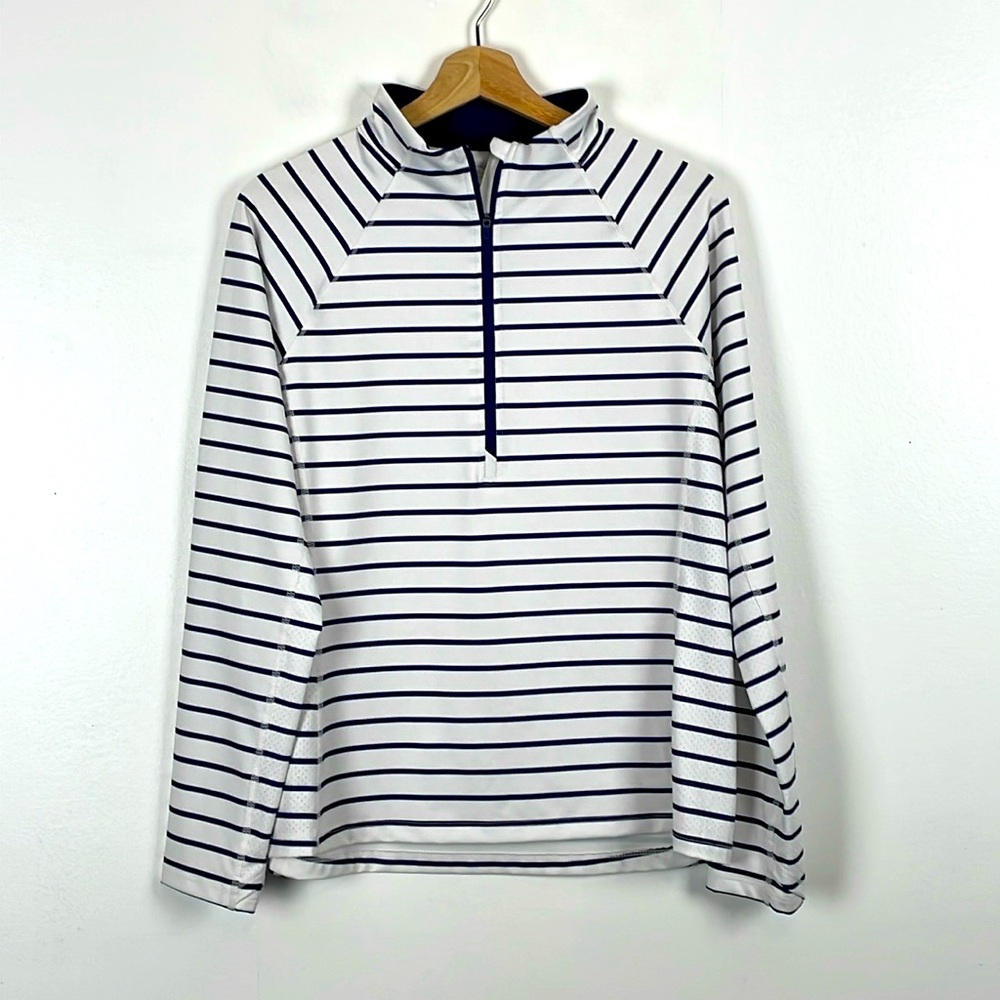 Vineyard Vine Performance Womens L Long Sleeve Pullover Striped 1/2 Zip Golf Top